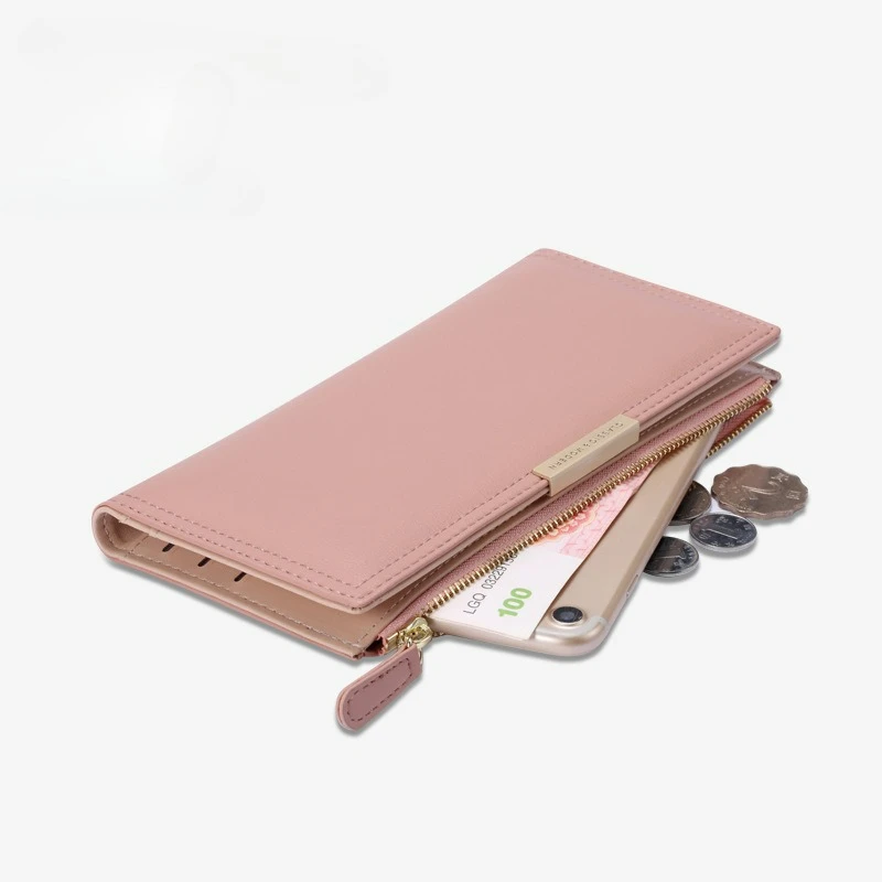 محفظة نسائية طويلة، فتحة متعددة للبطاقات، حقيبة بسحاب، محفظة نسائية