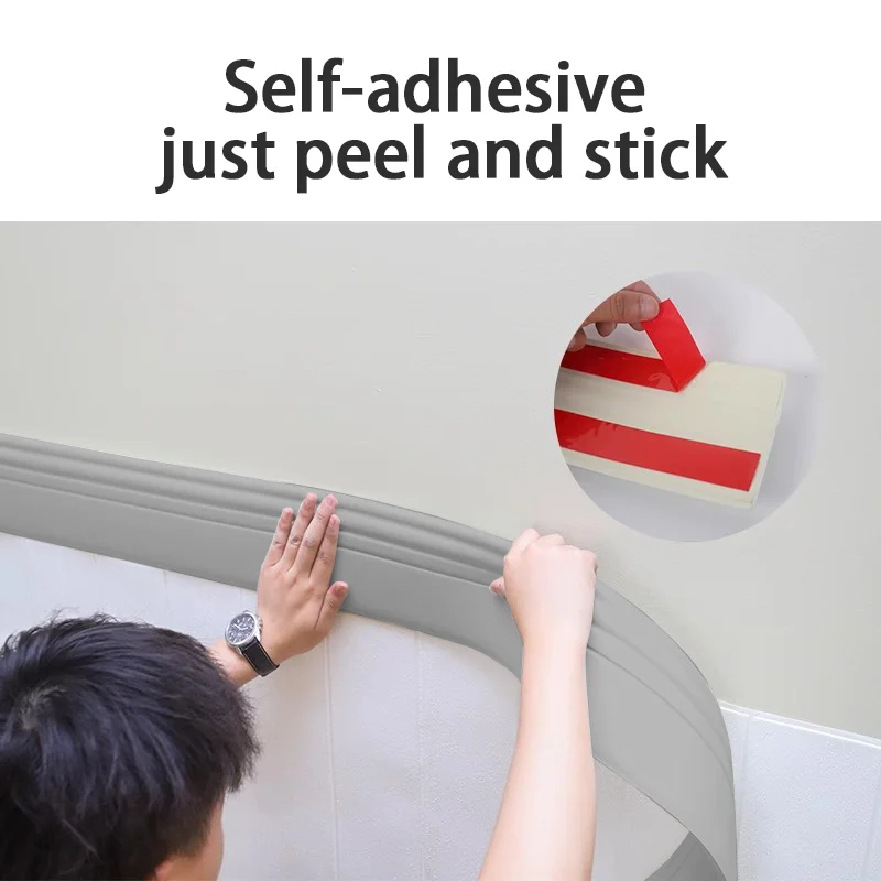 Self Adhesive Skirting Board, Made Of NBR Material, Waterproof, Anti-Collision, Flexible And Durable, Designed In European style