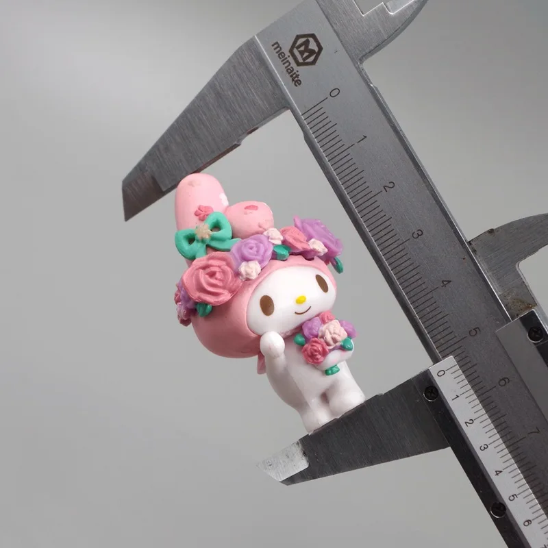 New Kawaii Sanrio Flower Hello Kitty Kuromi Toys Anime Figure Melody Cinnamoroll Cartoon Doll Decorations Suite 5Pcs Girl Gifts