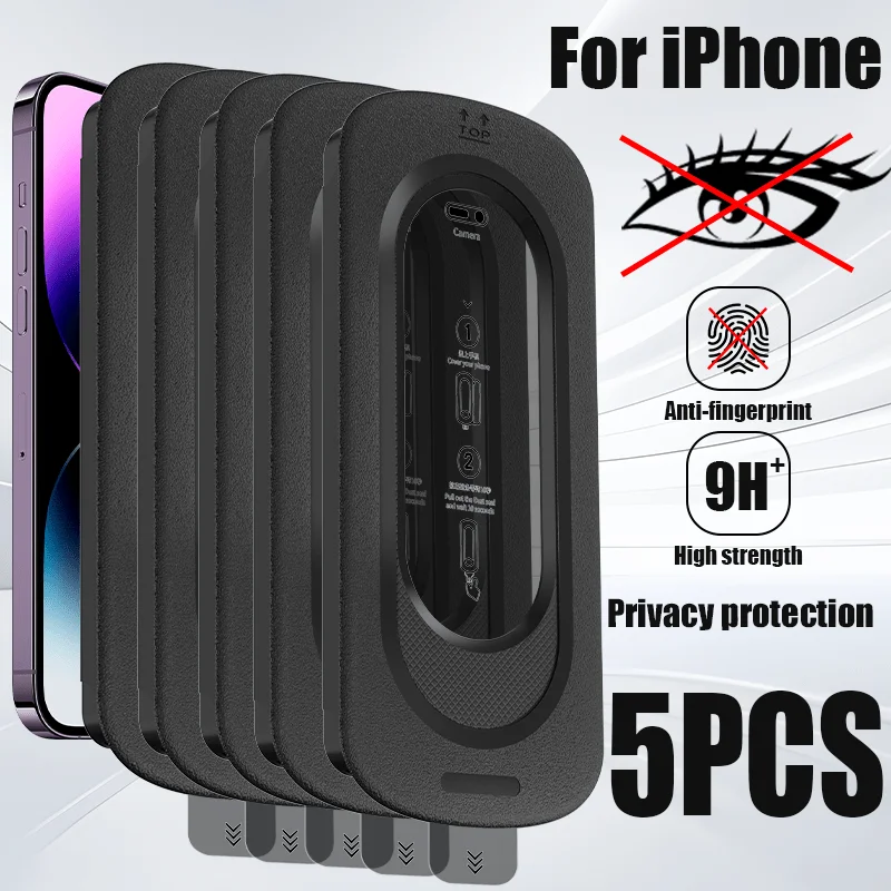 

5Pcs Anti Spy Tempered Glass For iphone16 15 14 13 12 11Pro Max automatic Dust Free Screen Protector For iPhone XR X XSMax Glass
