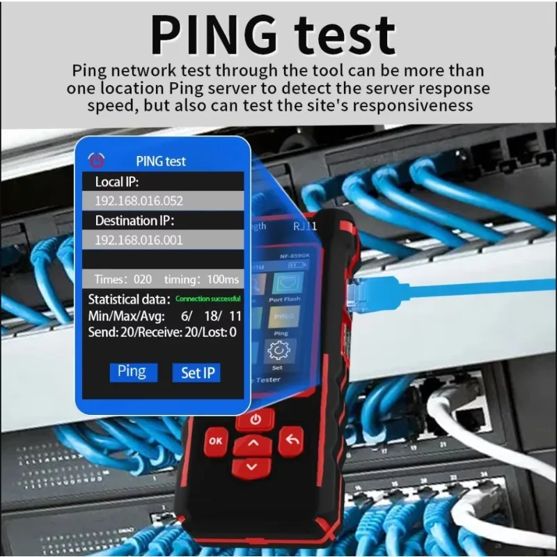 NF-859GK/GT/GS Ethernet cable single head crimping length breakpoint, breakpoint testing red light power meter, crimping tester