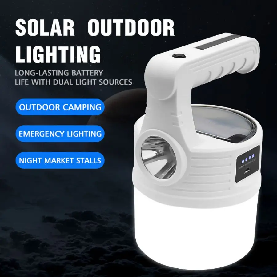 Outdoor 1100 Lumen Long Life LED Solar Powerful Rechargeable Camping Light 5 Lighting Modes Tent Hanging Light Bulb