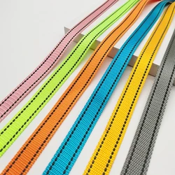 50 Yards 20mm Polyester Webbing With Reflective Line Pet Collar DIY Knapsack Strapping Sewing Bag Belt Accessories 10 Colors