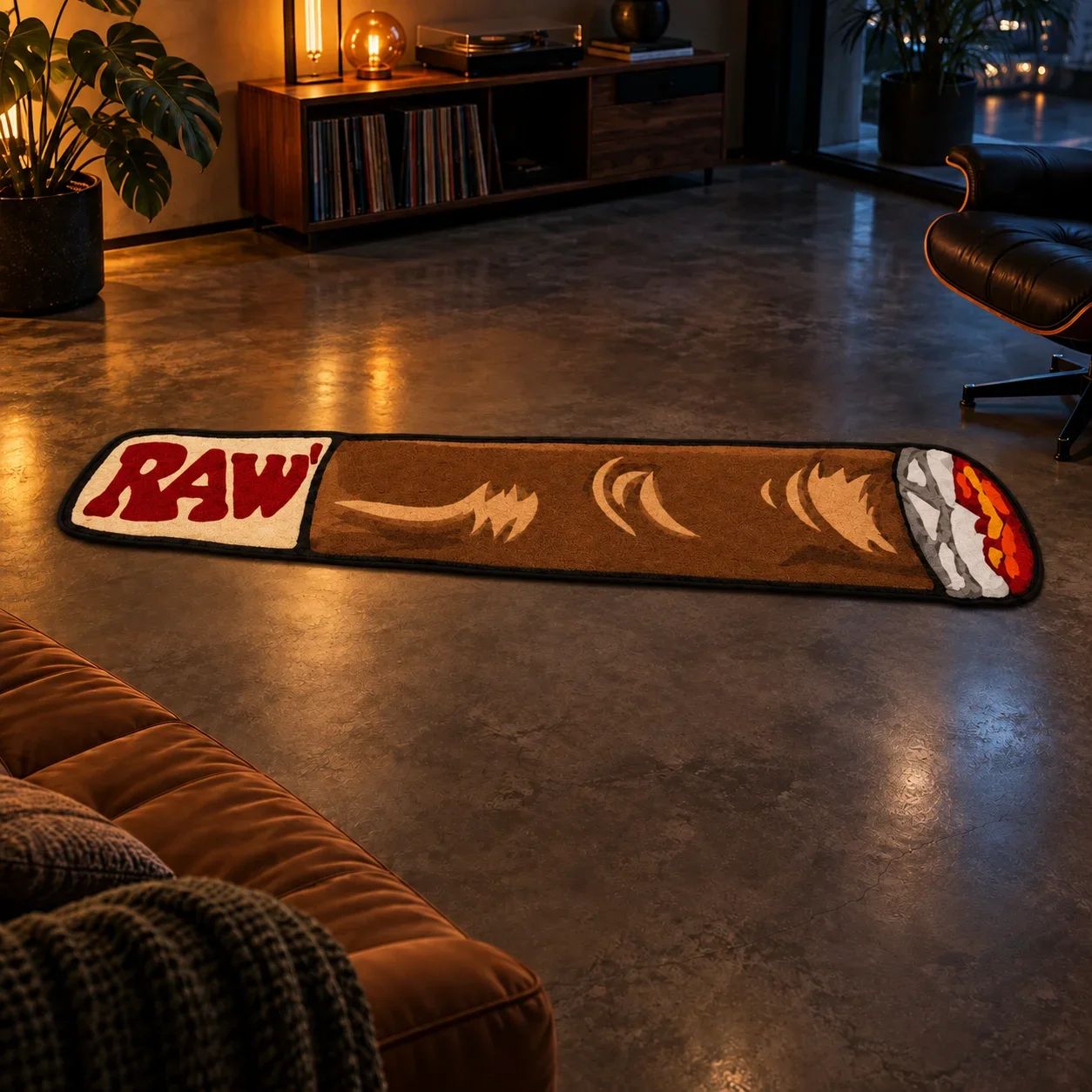 Brown Cigar Shaped Rug Soft Flannel Non Slip Floor Mat Novelty Decor for Bedroom Gaming Room Man Cave Gift for Cigar Lovers