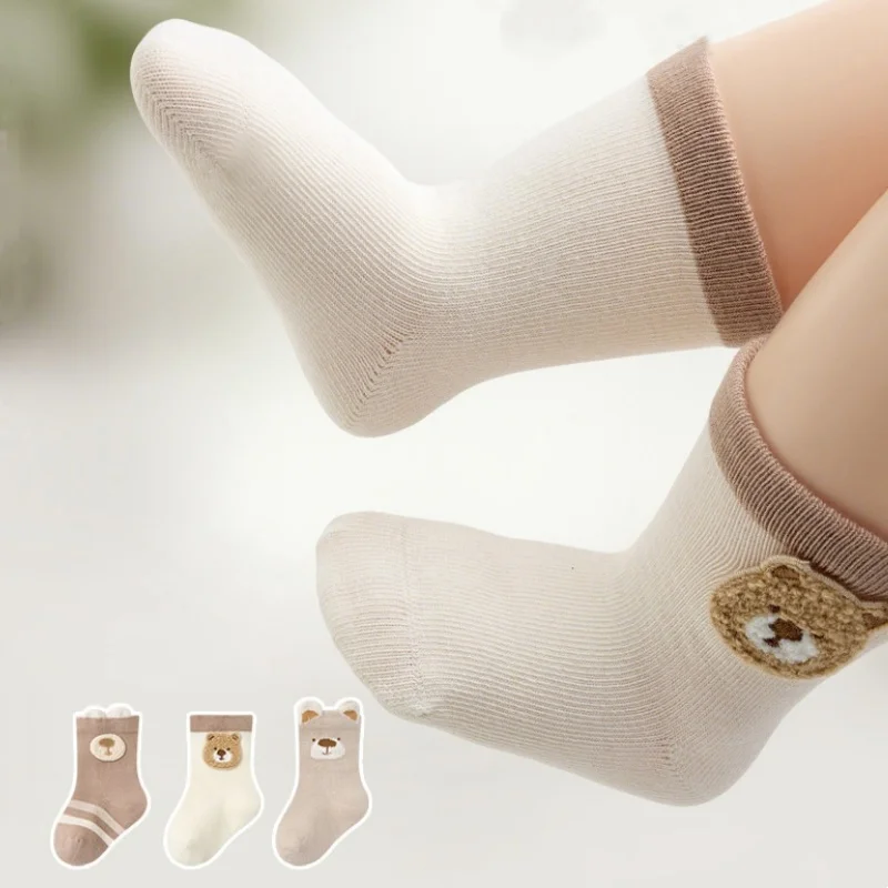 

3Pairs/set Newborn Baby Socks For Girls Boys Autumn Winter Cotton Bow Princess Infant Toddler Boy Girl Children's Sock 0-3Years