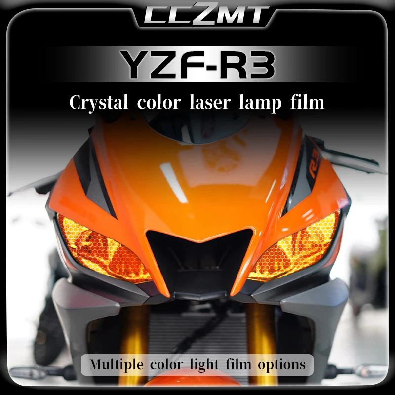 

For Yamaha YZF-R3 YZF R3 headlight tail light protection film modification with honeycomb crystal color laser light film