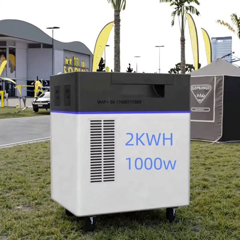 

Портативная электростанция солнечного генератора 2 кВтч, 1000 Вт с инвертором чистой синусоиды, батарея LiFePO4, подходит для домашнего использования на открытом воздухе