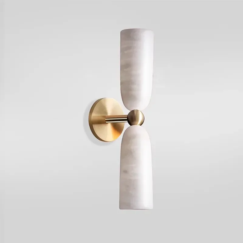French Retro Alabaster Wall Lamp Living Room Villa Background Wall Lamp Bedroom Bedside Corridor