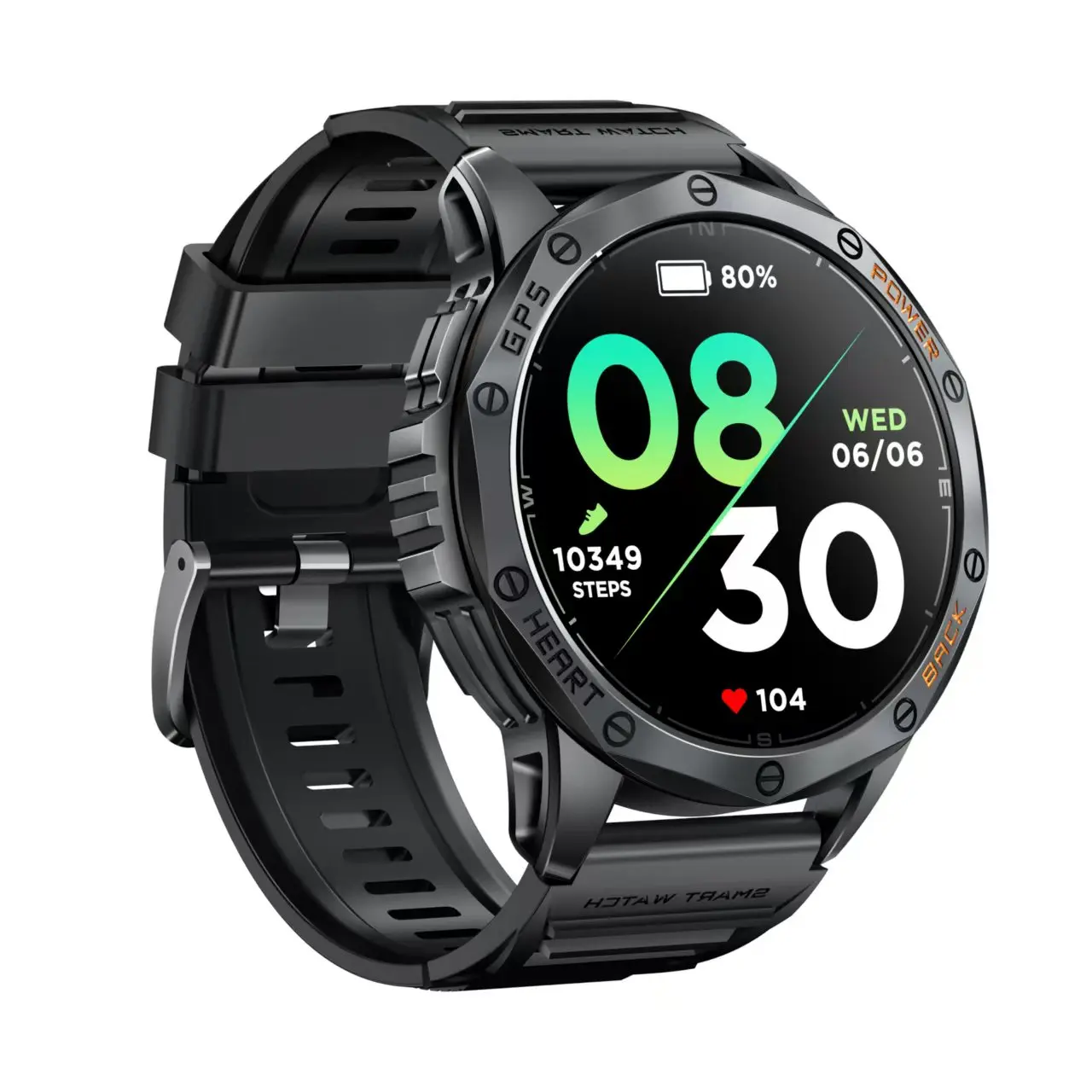 ساعة ذكية 1.43 بوصة مستديرة Amoled LED مصباح يدوي مقاوم للماء تحكم بالموسيقى GPS ساعة ذكية رياضية للرجال