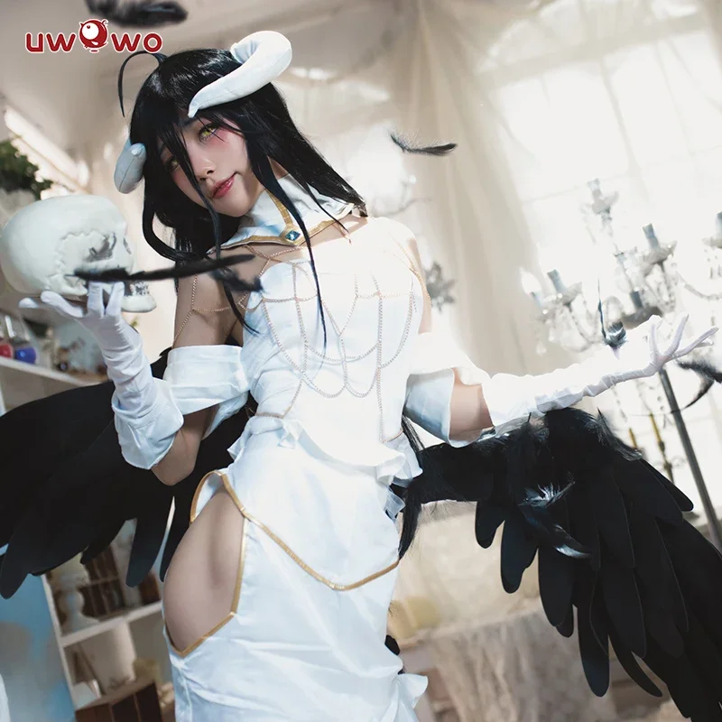 IN STOCK Anime Albedo Cosplay Costume Halloween Christmas Costume Cos Women White Dress Albedoo Cosplay