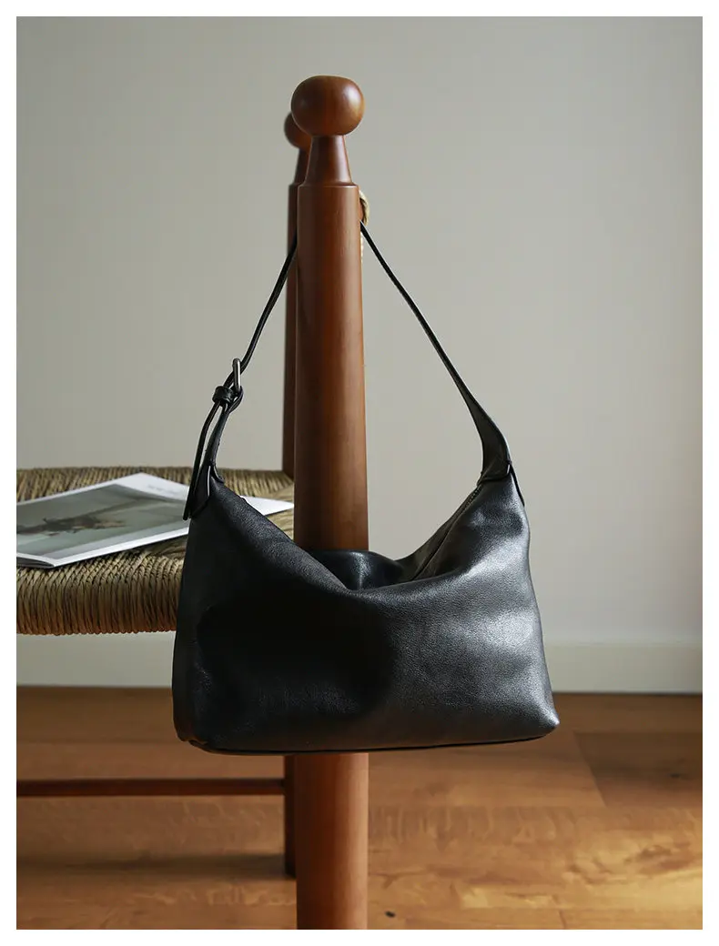 PNDME schlichte, lässige, hochwertige Damen-Umhängetasche aus echtem Leder, modische Outdoor-Reisetasche aus Rindsleder, Damen-Unterarmtasche – Detail 16