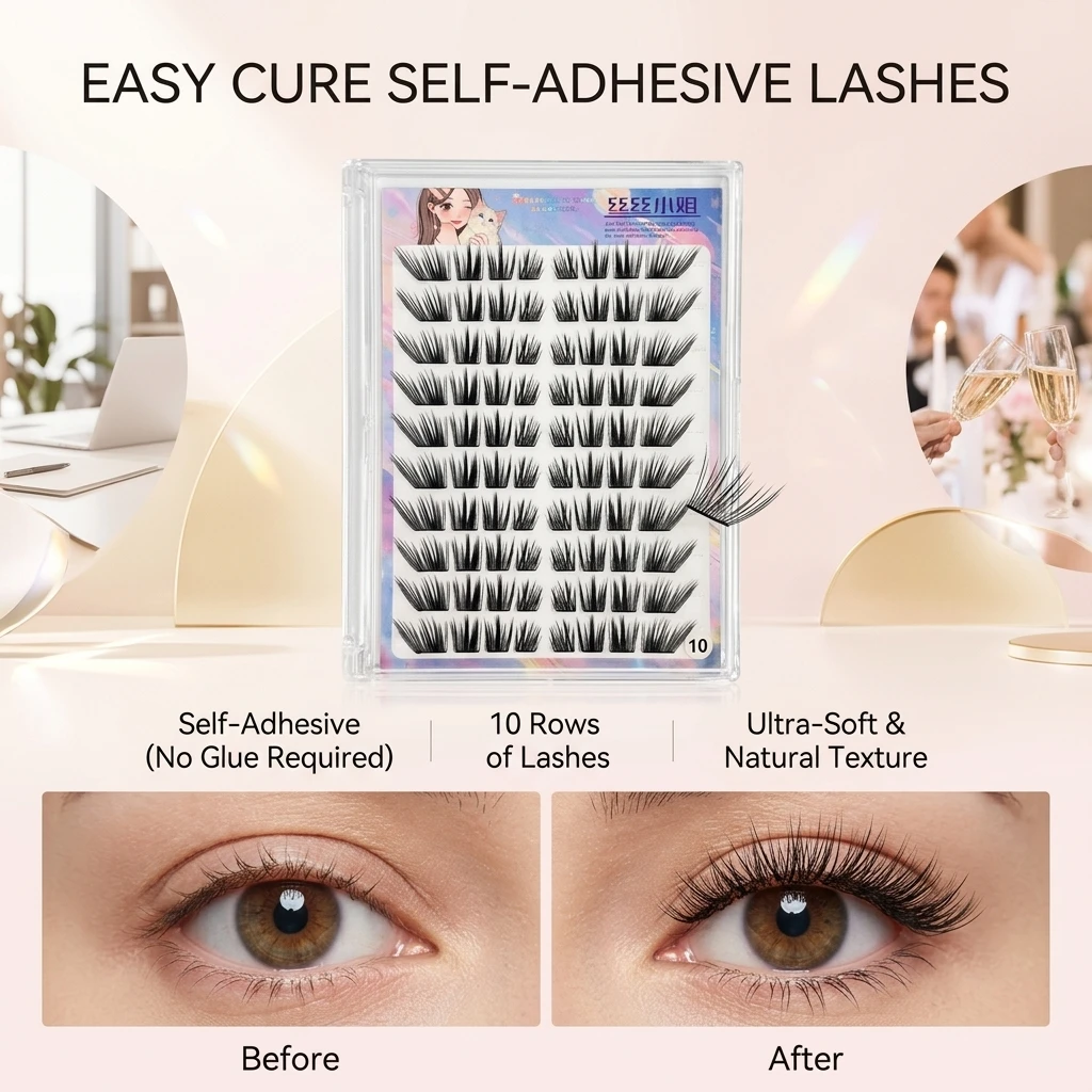 10 Reihen Wispy Wimpernverlängerungen, natürlicher Look, künstliche Wimpern für das tägliche Make-up, C-Curl, gemischte Länge 9-13 mm, synthetische Fasern. – Detail 9