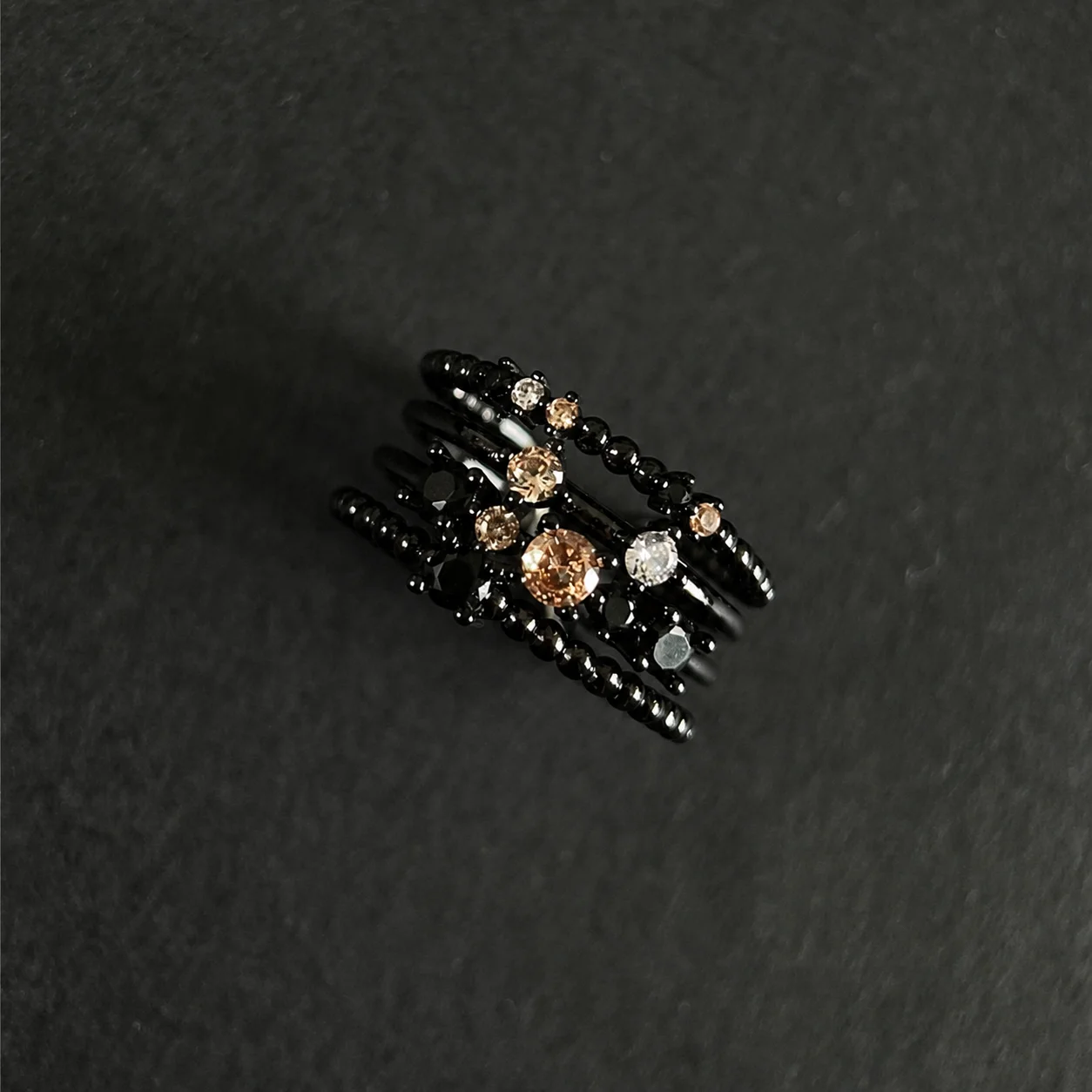 Inlaid Cubic Zirconia Ring Vintage Multi-Colored Imitation Ring Adjustable Open Ring Sparkling For Work Commuting Daily Outings