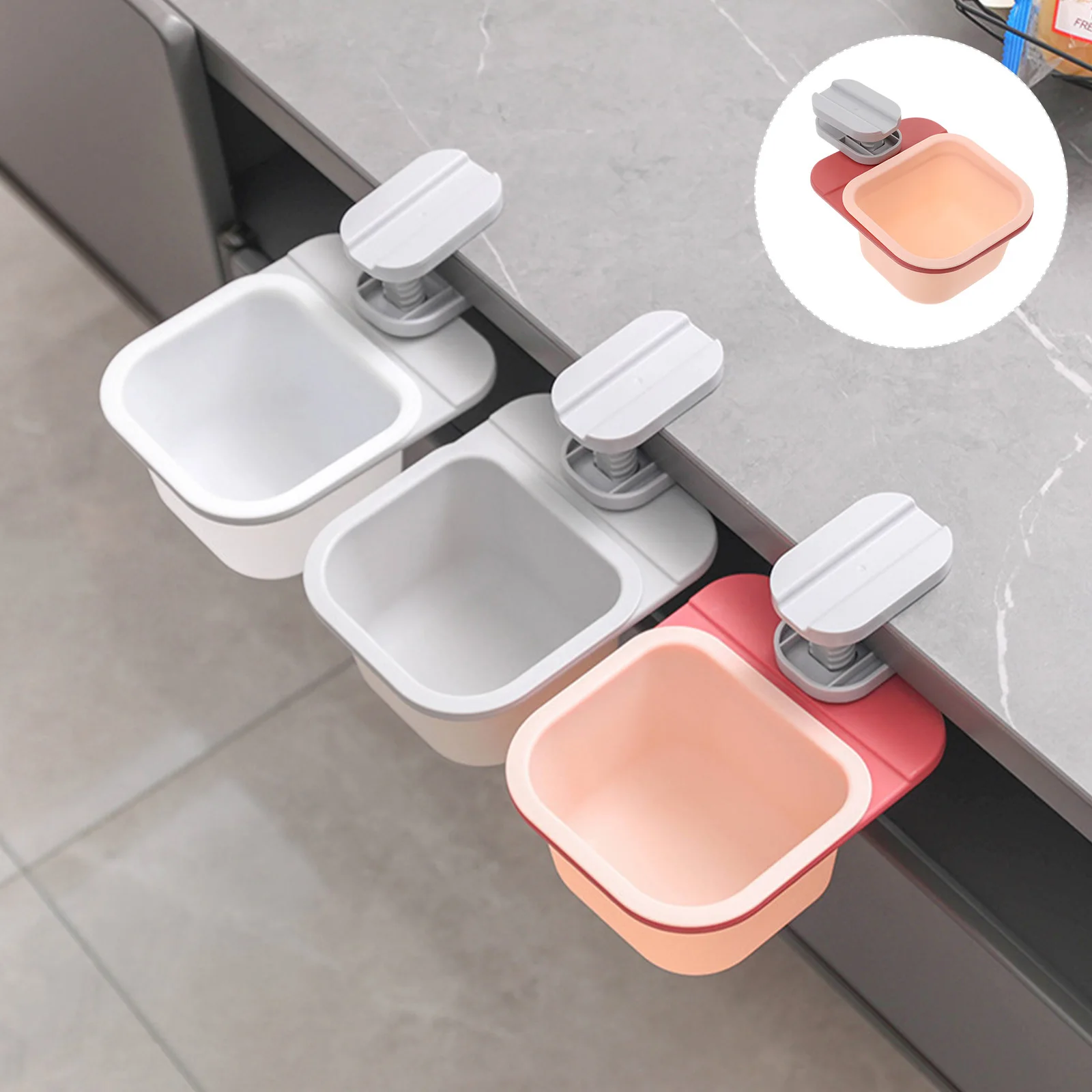 

Rotating Storage Box Waste Paper Container Mini Desk Trash Can Room Clip-on Removable Inner Bucket Clamp Abs Office with Lid