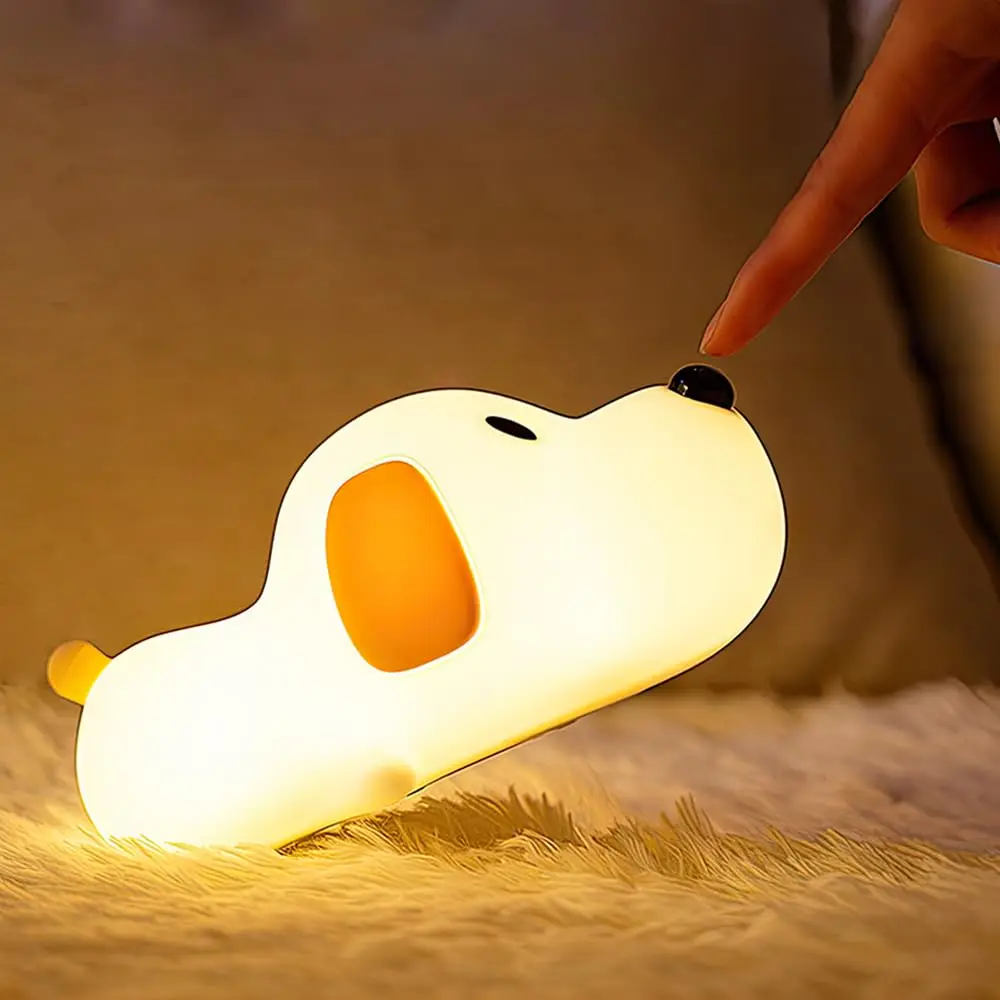 Puppy Cat Night Light Rechargeable Nursery Led Table Lamp Silicone Kawaii Birthday Gifts for Kids Toddler Room Bedroom Decor