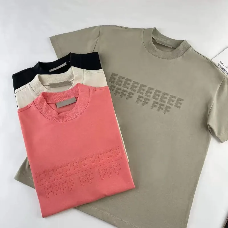 الكلاسيكية العلامة التجارية الصدر صف مزدوج يتدفقون خطابات تي شيرت الموسم 8 خط مزدوج شارع العليا فضفاض رجالي قصيرة الأكمام زوجين تي شيرت #1