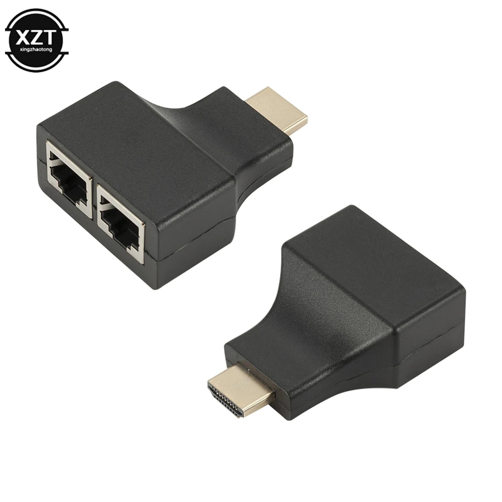 2pc 4K HDMI-Compatible Extender HDMI-Compatible Extension up to 30m CAT5e / CAT6 UTP Ethernet Cable RJ45 Ports LAN Network