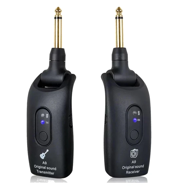

2.4Ghz Wireless Guitar System Rechargeable Audio Wireless Transmitter Receiver For Electric Guitar Bass -Black Durable