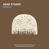 Gorros de punto con flecos y cuentas personalizados para mujer, jersey de estilo étnico Retro informal, fino, hueco, para verano y otoño