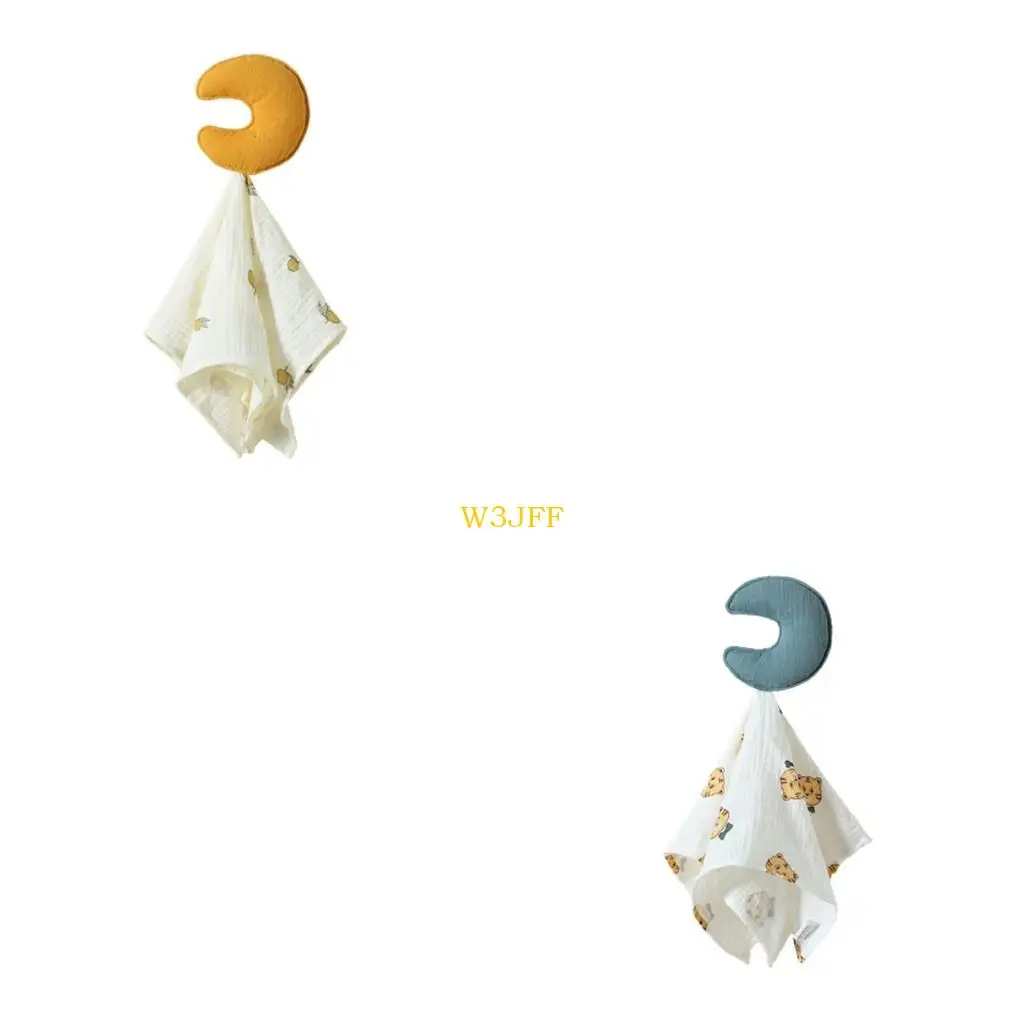 

W3JF Baby Security Blanket Multi-use Baby Teething Towel Lovely Print Rattle Cloths
