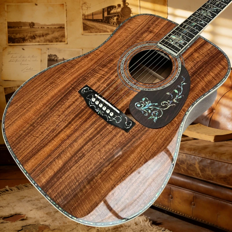 

Акустическая гитара D Series 45, темно-коричневый корпус из коа, гриф из эбенового дерева, цельный верх, насыщенный звук, инструмент для кантри-музыки, бесплатная доставка