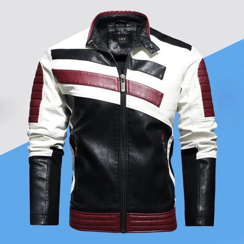 

Male Leather Jacket Winter Clothes For Men Waterproof Motorcycle Racer Man Mens Faux Coats