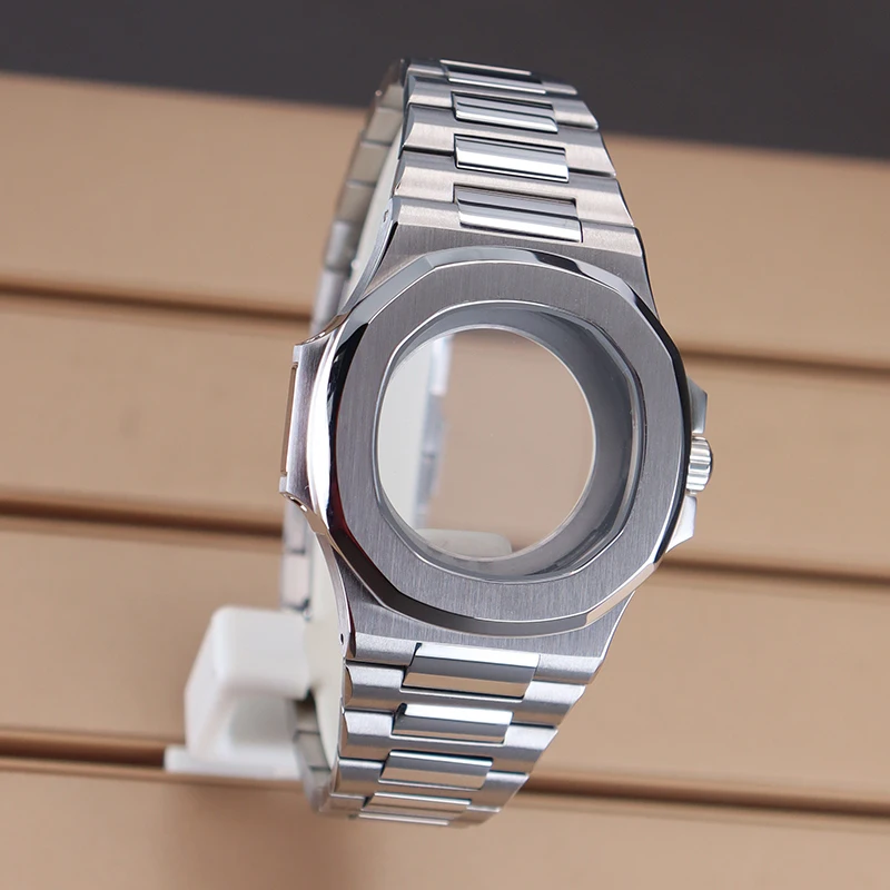 40 مللي متر ساعة فاخرة فضية الحالات سوار الياقوت الزجاج ل Nh34 Nh35 Nh36 Nh38 حركة 29 مللي متر-30.8 مللي متر الطلب تعديل أجزاء نوتيلوس