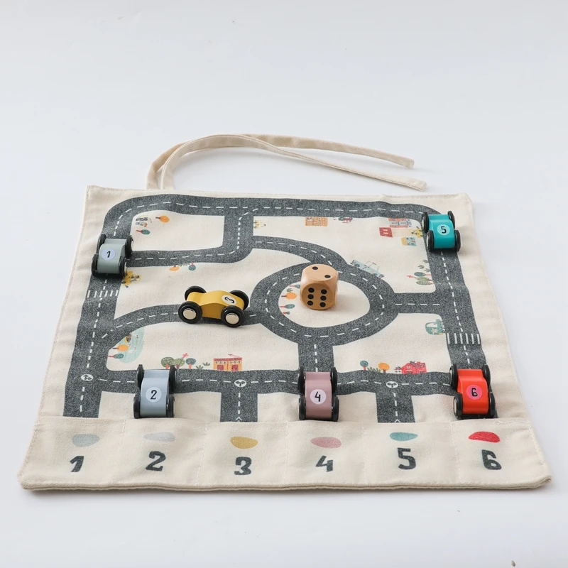35*31cm montessori Spielzeug Baby Auto Verkehr Straßenkarte Leinwand Desktop-Matte Spiel Holzauto Eltern-Kind-Interaktion Kind Bildung Geschenk – Detail 9