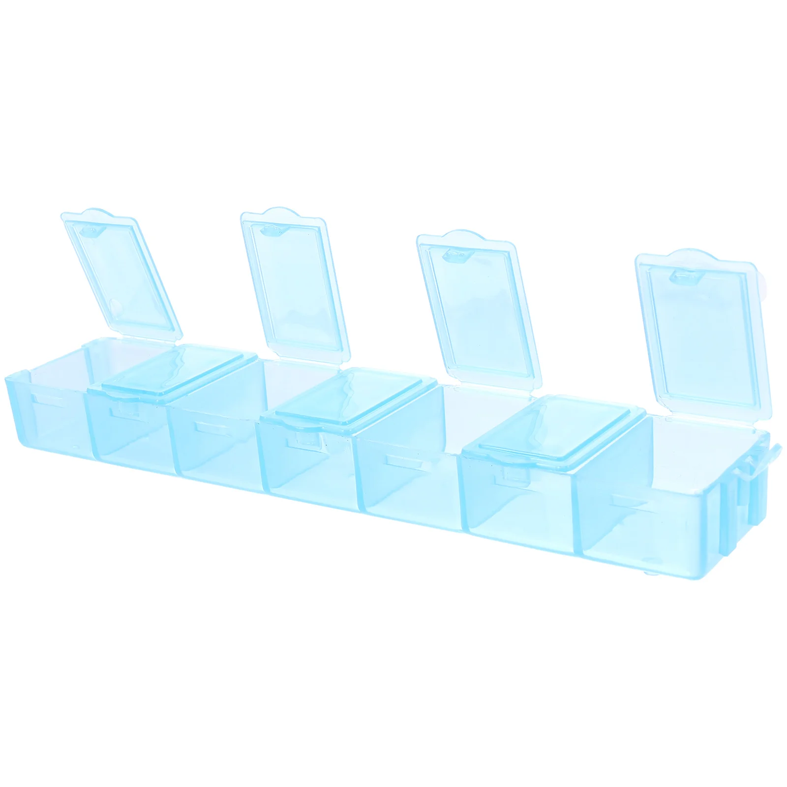 

1pc Portable Pill Boxes 4 Compartments Blue Color Daily Organizer Travel Friendly Lightweight Storage Container Pill Box