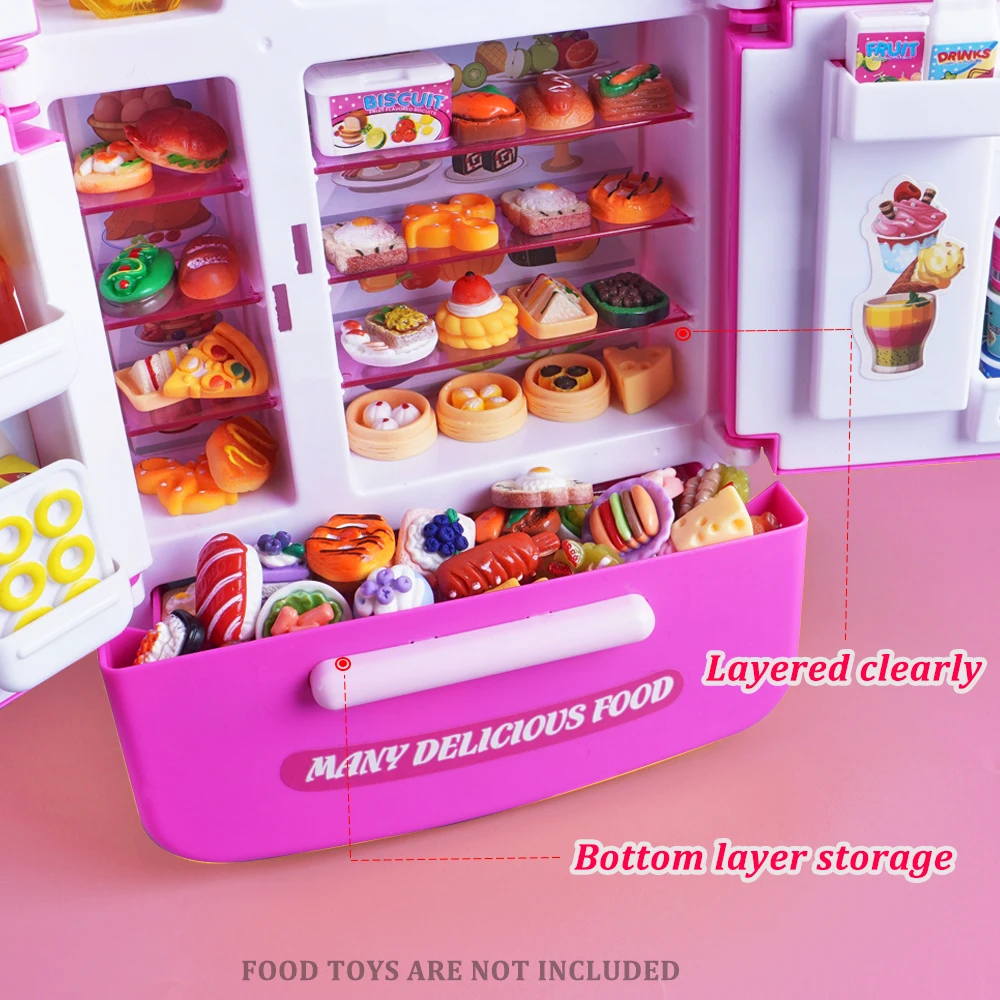 2in1 Mini Keuken Speelgoed Kookaccessoires Teller Set Met Lichte Muziek Miniatuur Meubels Poppenhuis Meisjes Keuken Speelgoed Cadeau