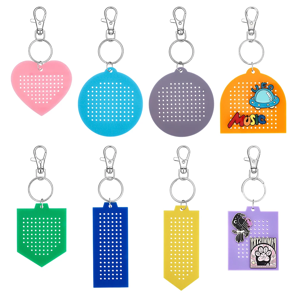 8Sets Acrylic Pin Display Keychain Acrylic Brooch Display Trays with Brass Jump Rings Alloy Clasps for DIY Brooch Badge Holder