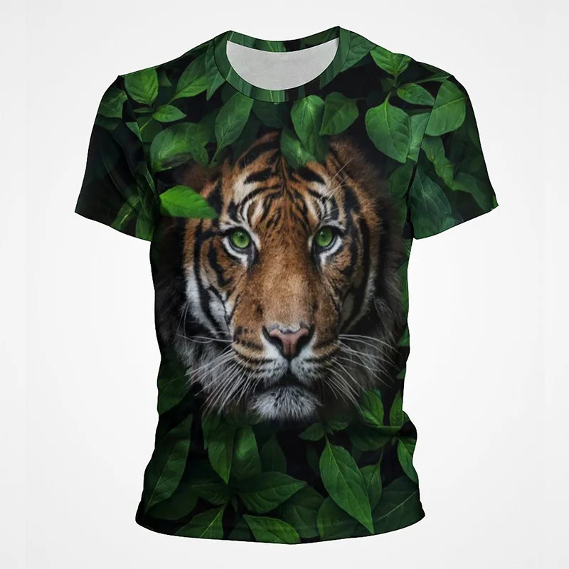 Flower Animal Tiger Lion Design 3D Print Summer Harajuku Short Sleeve Men Women Children Casual T shirt Streetwear Cool T-shirt image 3