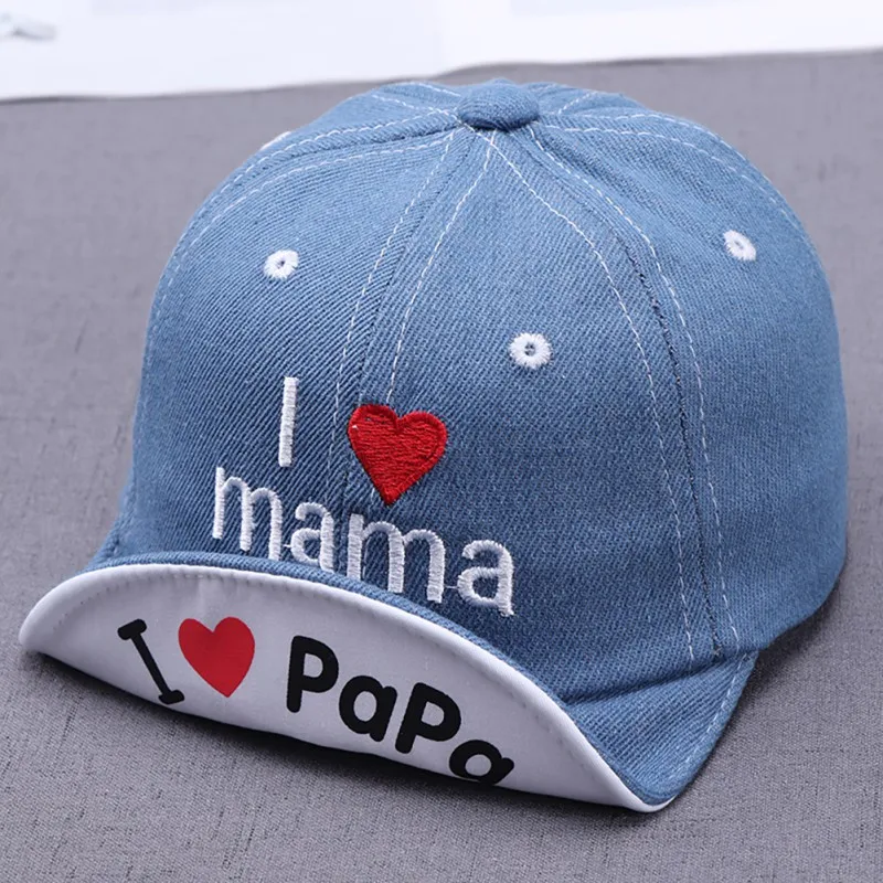 Newborn Baby Baseball Hat Cute Letter Heart Pattern Decor Visors Caps Boy Girls Denim Fashion Snapback Hats Casual Soft Sun Caps