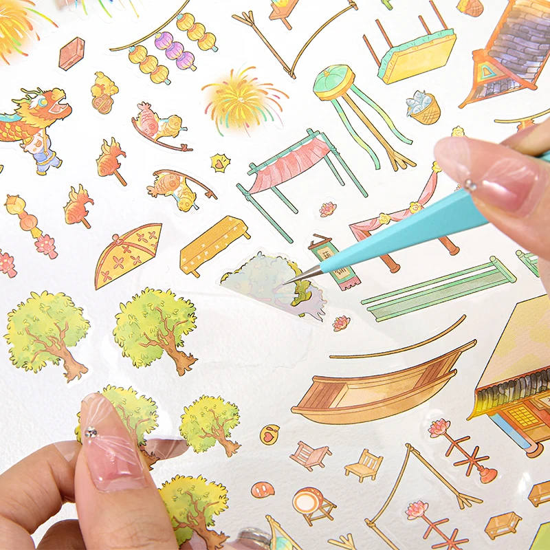 

2.5D Cartoon DIY Landscaping Stickers Miniature Scene Visual Stacking Stickers Gift for Kid Scrapbooking Student Stress Relief