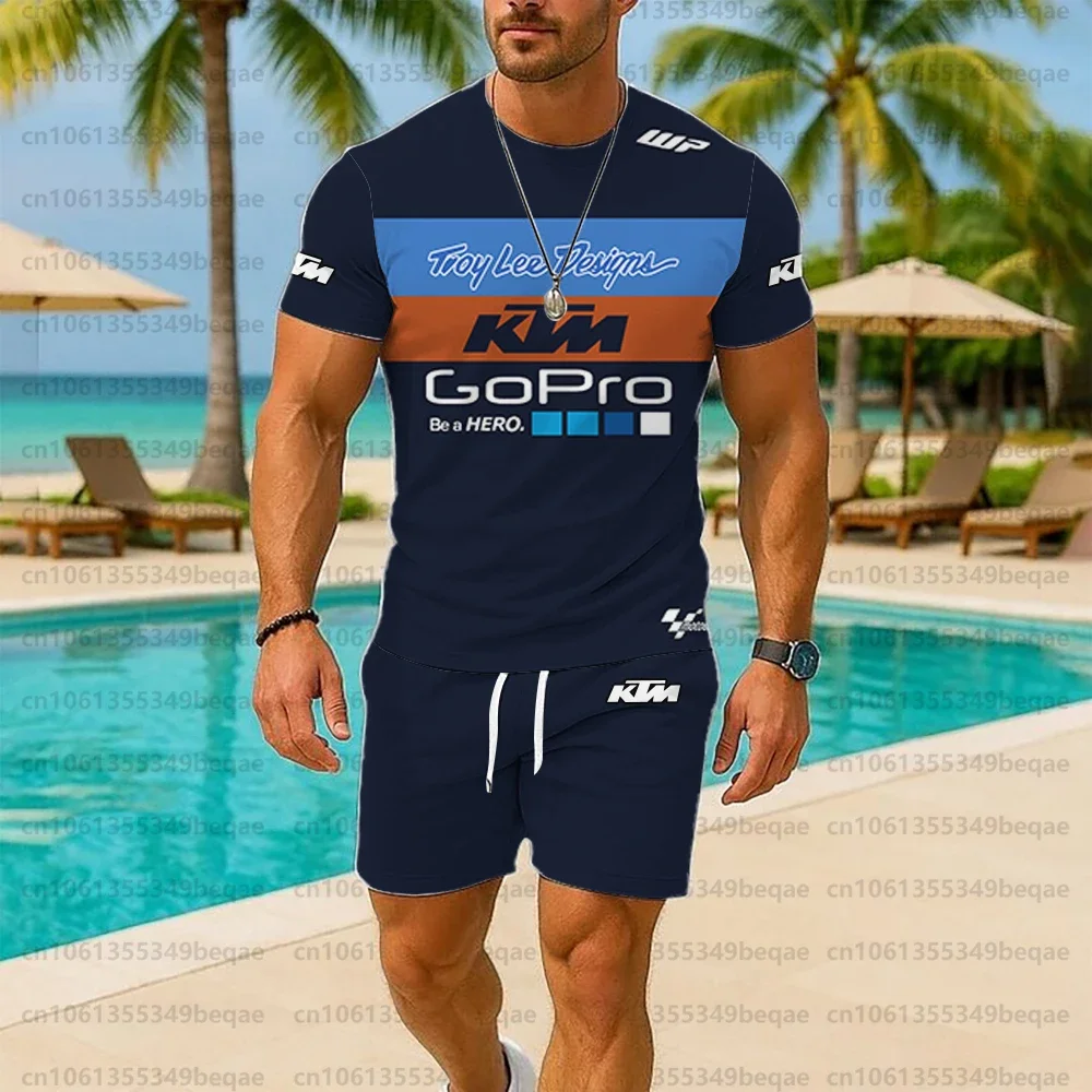

KTM Men Bicycle Clothing Set 2025 Summer Sportswear Breathable Tee And Shorts Motorcycle Outfit 2 Piece Man Wear