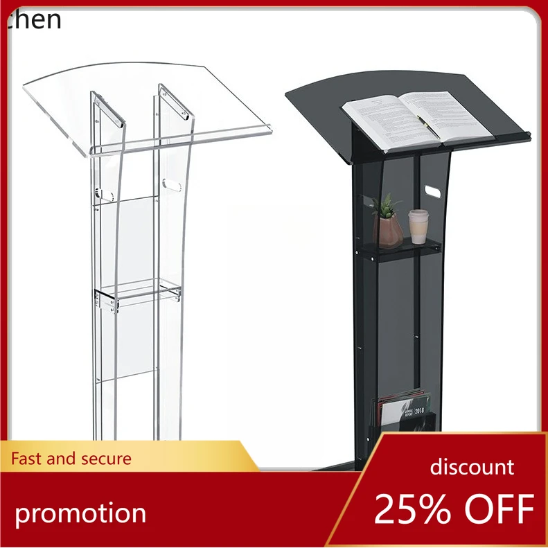 Hxl acrylic speech display stand conference desk with wheels movable