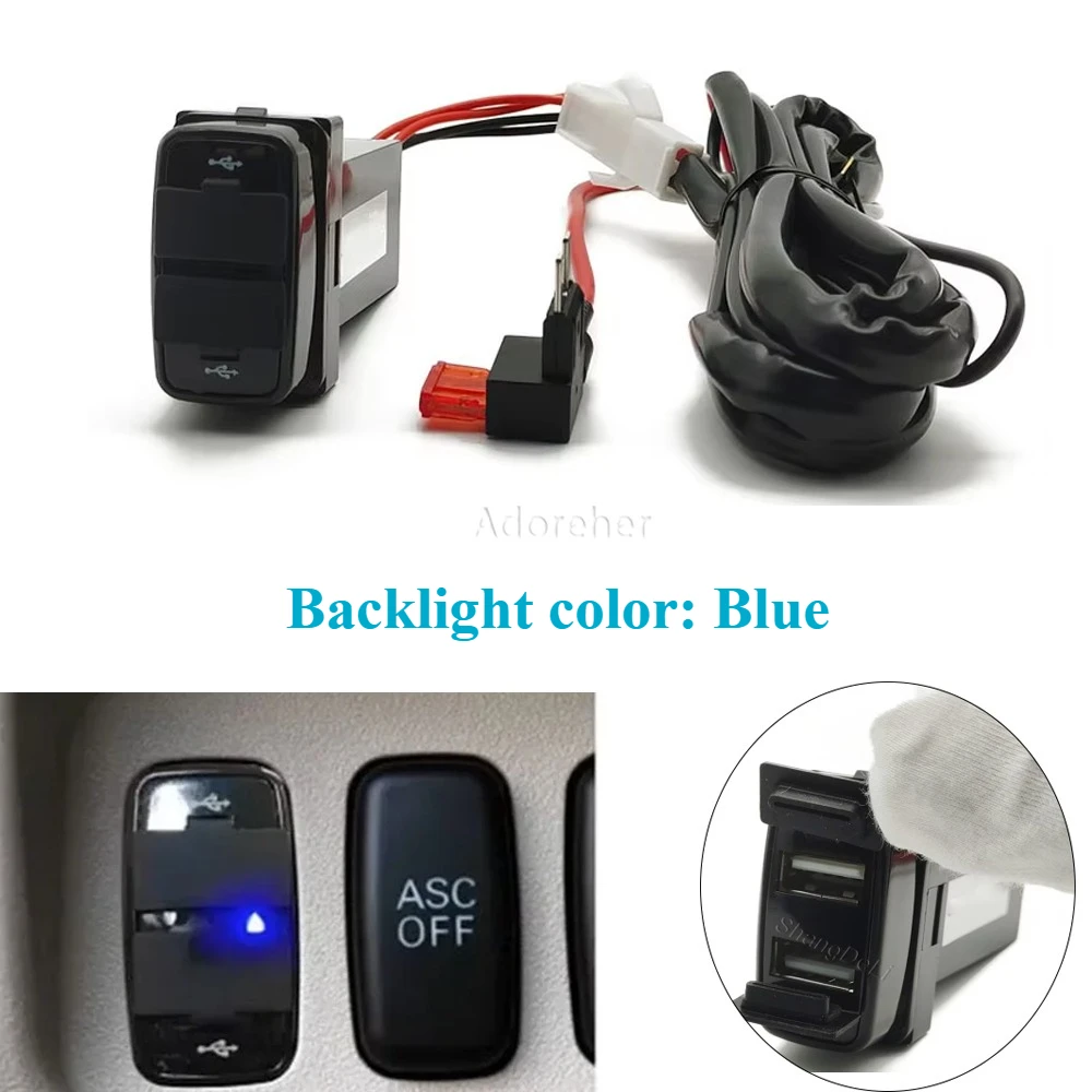 

1PC 12/24V Car Dual USB Charger Socket for Mitsubishi Pajero Sport 2011-2015 Charging Power Outlet Interface Socket Adapter