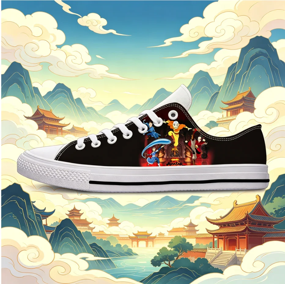 

Avatar The Last Airbender Aang Portrait Low Top Sneakers Custom Art Design Lightweight Unisex Casual Footwear