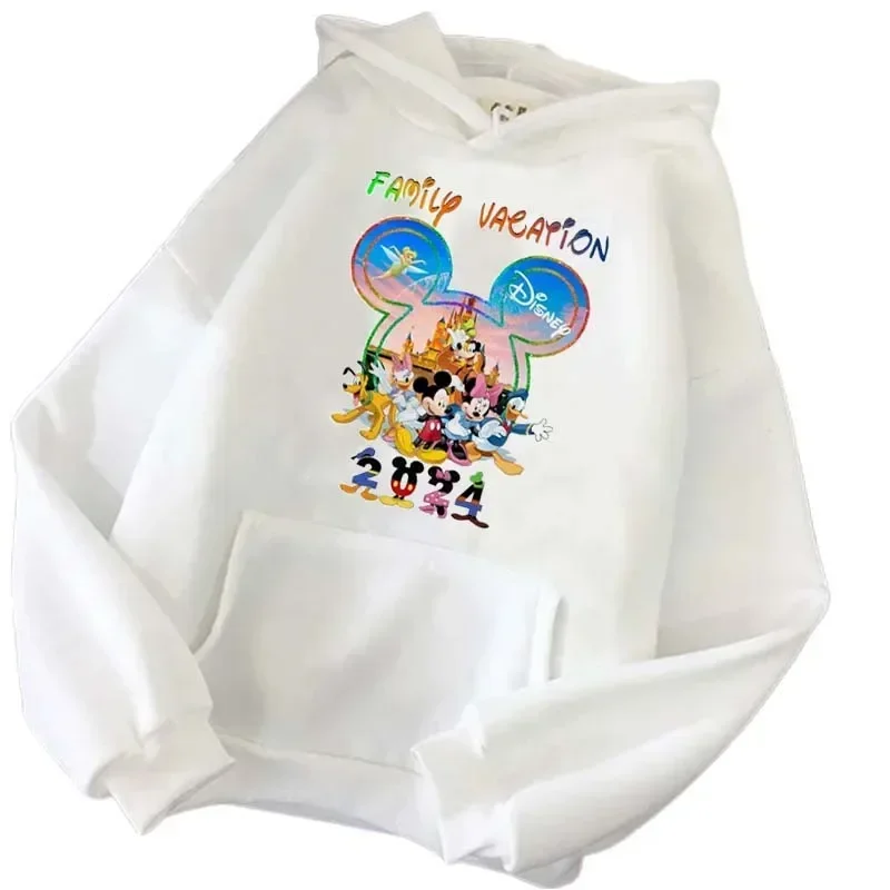 Disney 2024 Cartoon Male Sweatshirts Pocket Pattern Anime Print Loose Clothing Cozy Daily Men Hoodies Autumn Winter Pullover