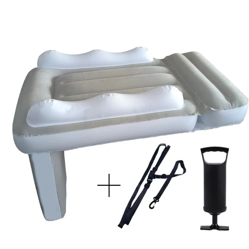 Infant Inflatable Mattress Kids Car Rear Car Mat Foldable Airplane Mattress Outdoor Travel Thickened Flocking Air Mattress