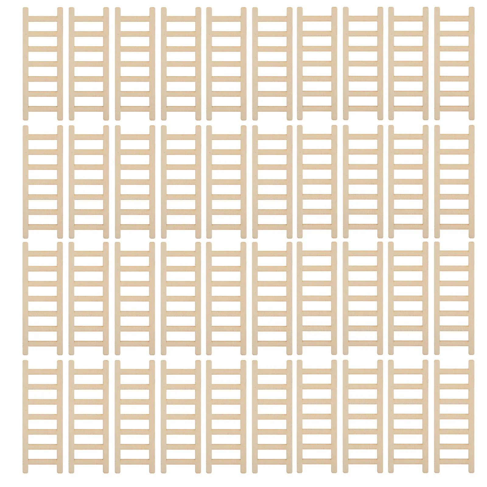50Pcs Compact Wooden Mini Ladder Detailed Staircase for Dollhouse Furniture Fairy Garden Micro Landscape Ornament