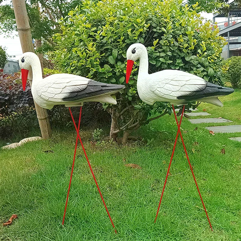 

Creative Lifelike Animal Model White Crane Landscape Garden Decoration With Detachable Wire Feet For Outdoor Garden Decoration