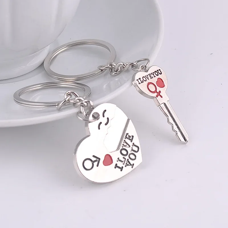 Couple Heart Keychain Wedding Favors Fashion Keyring Key Fob Creative Key Chain Hot Sale