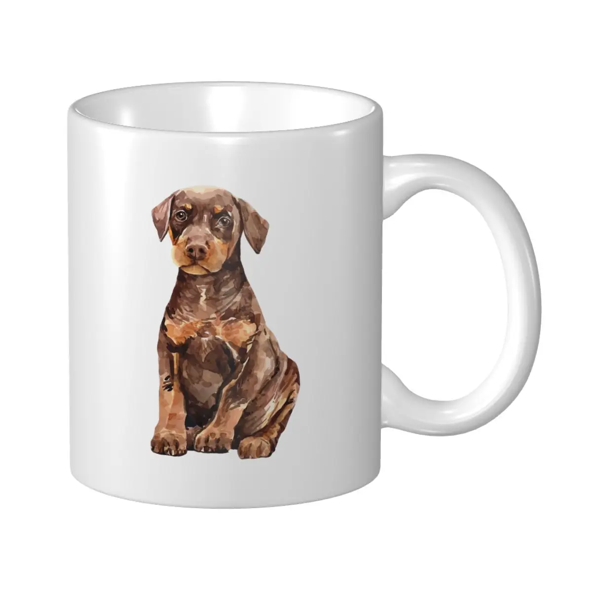 Mark Cup Mug Watercolor Portrait Doberman Pinscher Puppy For Dog Owners Coffee Mugs Tea Milk Water Cup Travel Mugs Office Home