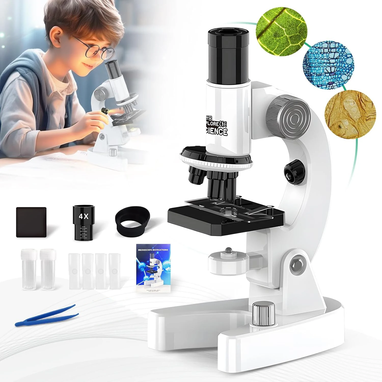 4800x HD Childrens Microscope Elementary School Children Science Experimental Biology Microscope Digital Microscope