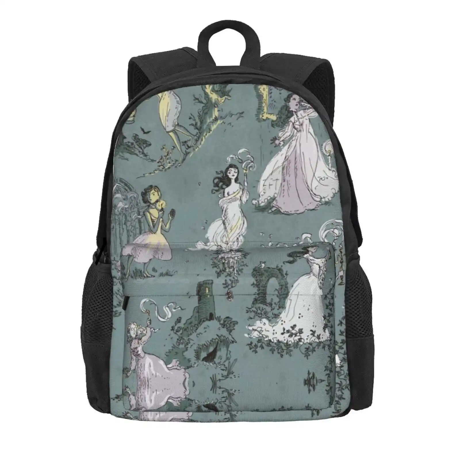 Girls Running From Houses Hot Sale Schoolbag Backpack Fashion Bags Gothic Ghost Flee Book Cover Cover Art Pulp Fiction