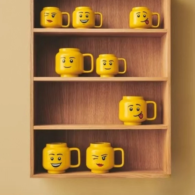 Minifigure Head Ceramic Mug 250ml , Thermal Insulated Tumbler, Dishwasher Safe Drinkware for Daily Use, Fun Gift for Adults