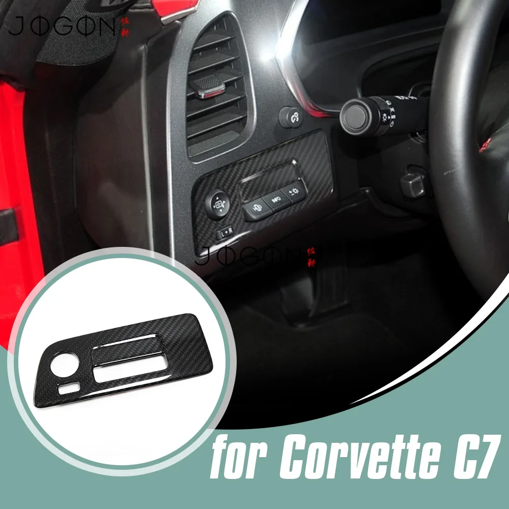 

DRY Carbon Fiber Car Interior Center Headlight Switch Frame Cover Sticker Trim Decoration For Corvette C7 ZR1 Z06 2014-2019
