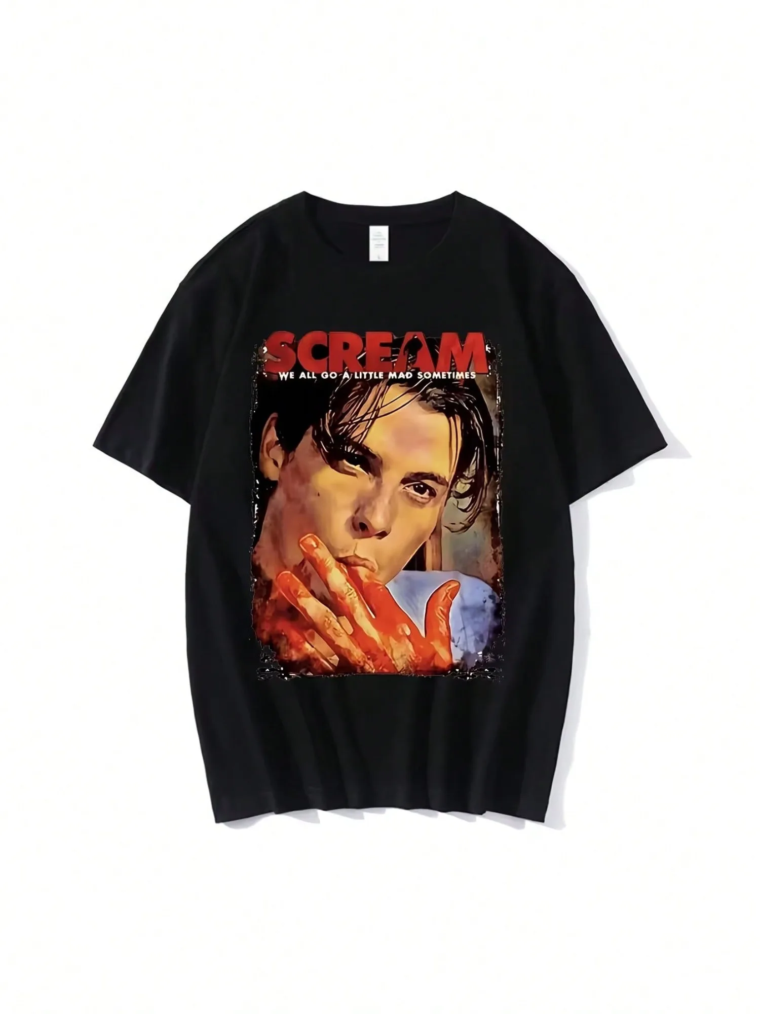 

Screamie Scream S Horrorie Shirt Billy Loomis Футболка Halloweenie Shirt We All Go A Little Mad Billy Футболки Топы220G Хлопок