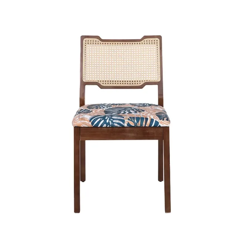 

Modern commercial high-quality straight wood dining table and chair pattern fabric stable backrest